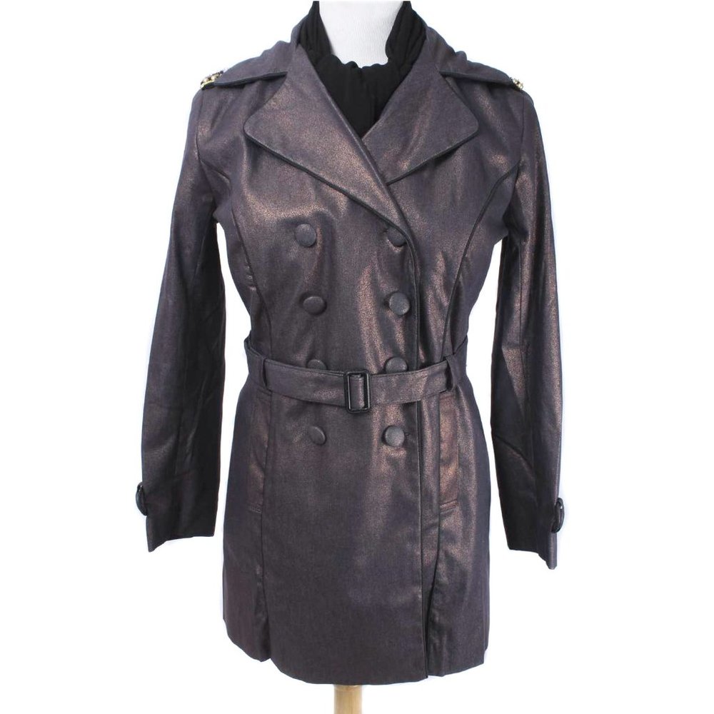 SHARIF Metallic Embellished Belted Trench Coat NWT